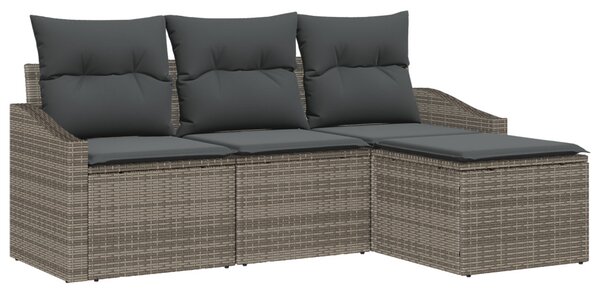 Kanapé Szett párnával tárolóval 4 pcs Szürke polirattan