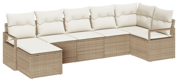 Kanapé Szett párnával tárolóval 7 pcs Beige és krém polirattan