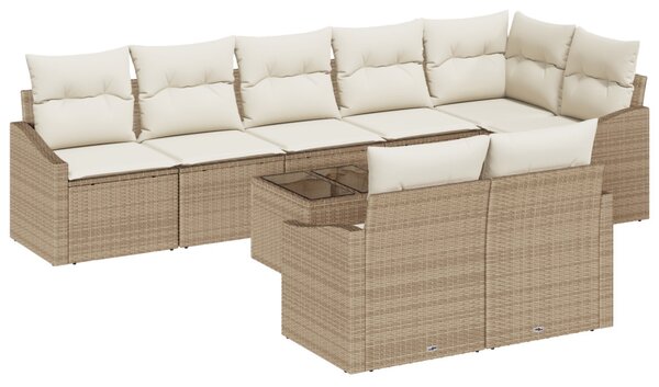 Kerti Kanapé Szett 9 db Beige és krém polirattan