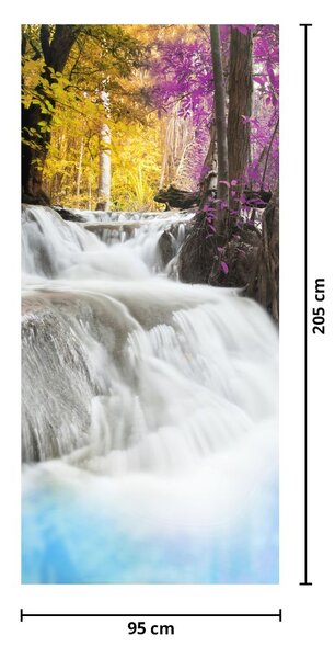 Fotótapéta ajtóra - Erawan, vízesés az erdőben (95x205cm)