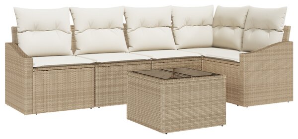 Kerti Kanapé Szett párnával 6 pcs Beige és krém polirattan