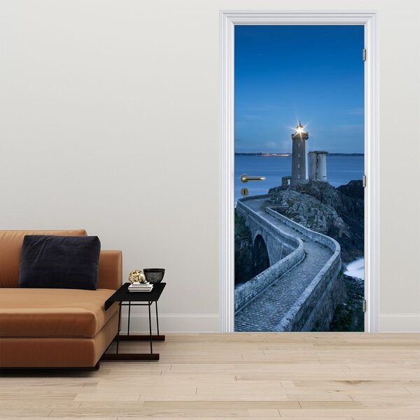 Fotótapéta ajtóra - Világítótorony és a tenger (95x205cm)