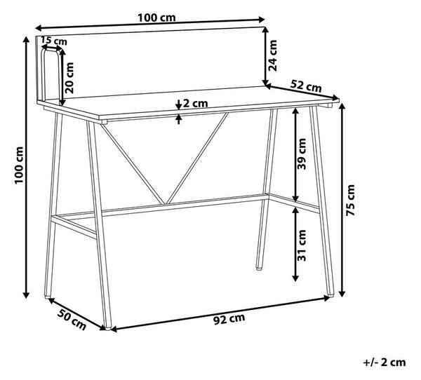 Íróasztal HASTINGS Barna/fekete 100 cm 52 cm