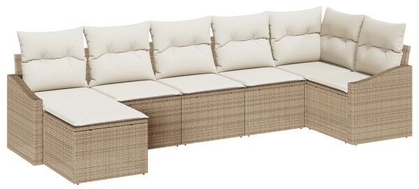 Kerti Kanapé Szett párnával 7 pcs Beige és krém polirattan