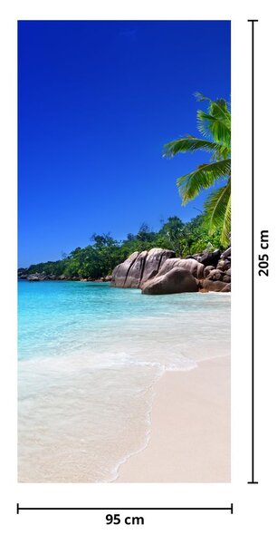 Fotótapéta ajtóra - Tengerpart Praslin szigetén (95x205cm)