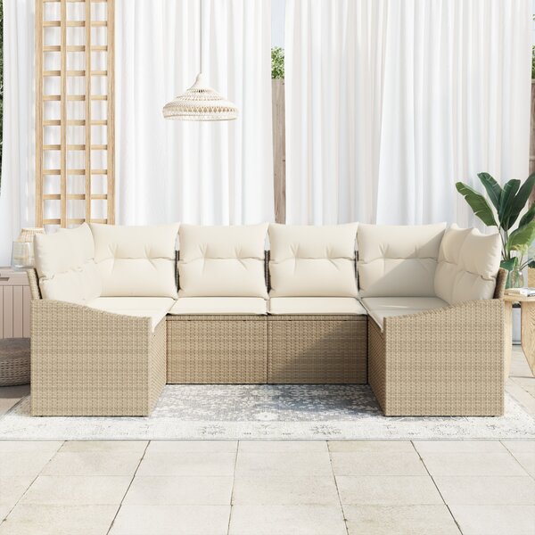 Kerti Kanapé Szett tárolóval 6 pcs Beige és krém polirattan