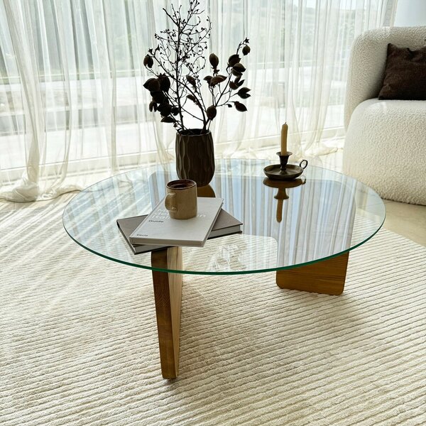 Hanah Home Coffee Table Oak Transparent Mia - Oak, Transparent