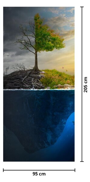 Fotótapéta ajtóra - Két oldal illusztrációja (95x205cm)