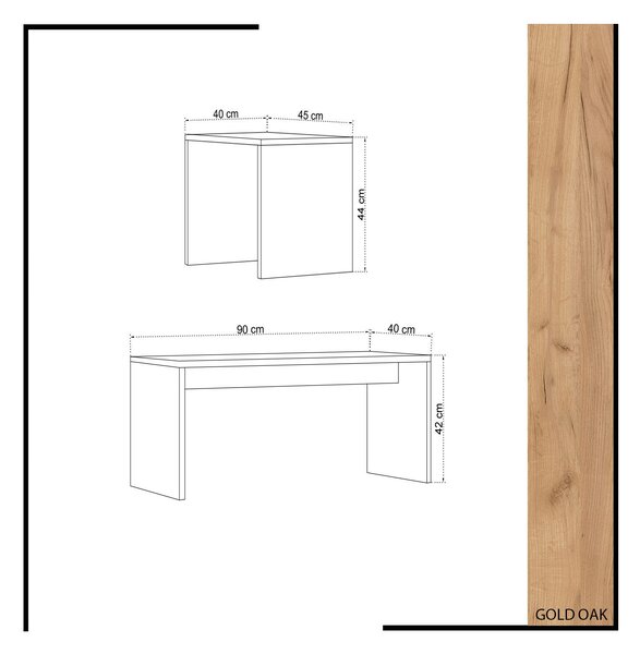 Hanah Home Coffee Table Oak White Nuguso