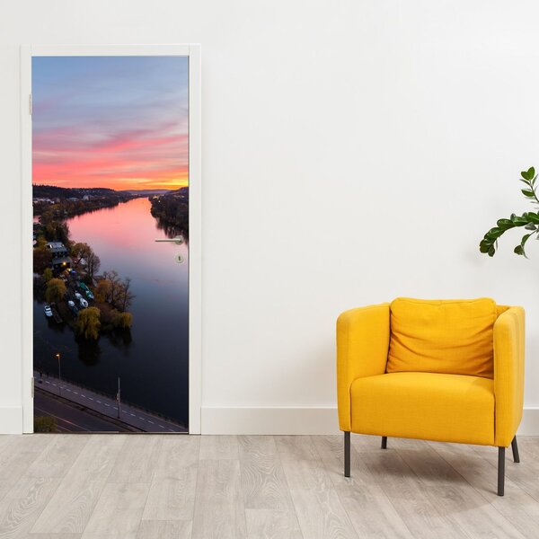 Fotótapéta ajtóra - Éjszakai Prága (95x205cm)