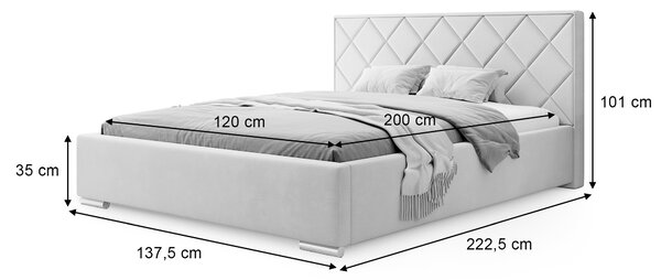 LARRI egyszemélyes kárpitozott ágyneműtartós ágy 120x200 - hideg barna