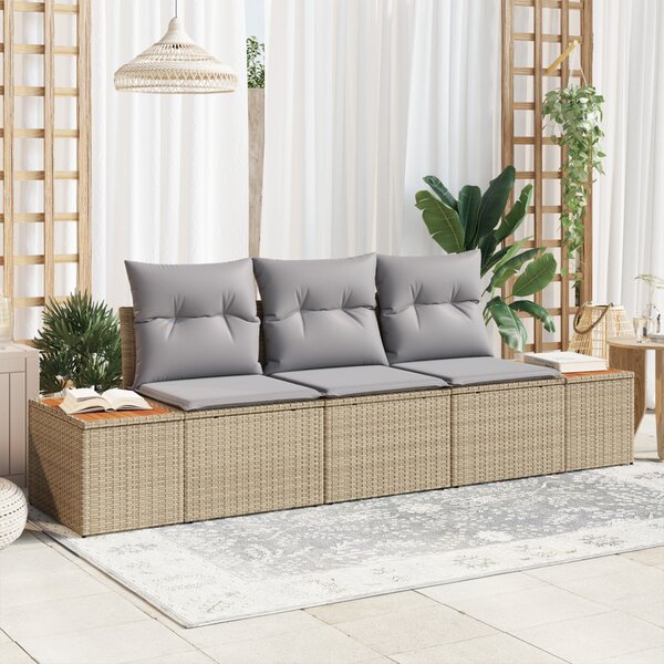 Kerti Kanapé Szett 3 pcs bézs és világosszürke Poli rattan