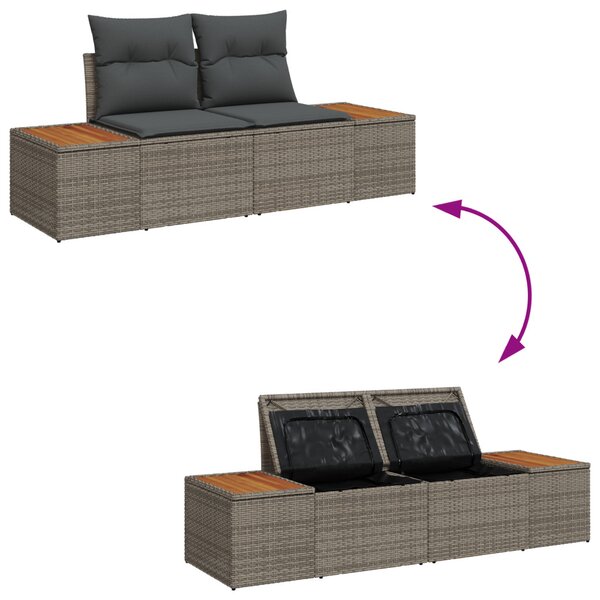 VidaXL Kerti Kanapé Szett párnával tárolóval 4 pcs Szürke Polyrattan