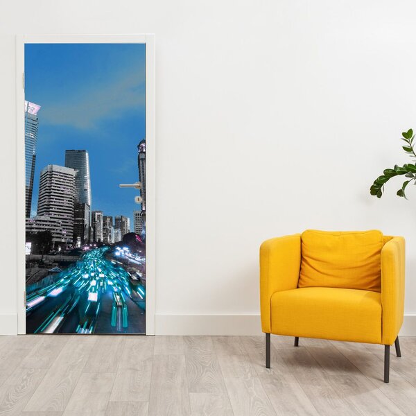 Fotótapéta ajtóra - Éjszakai város (95x205cm)