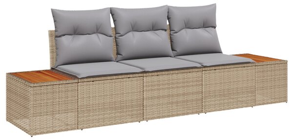 Kerti Kanapé Szett 3 pcs bézs és világosszürke Poli rattan