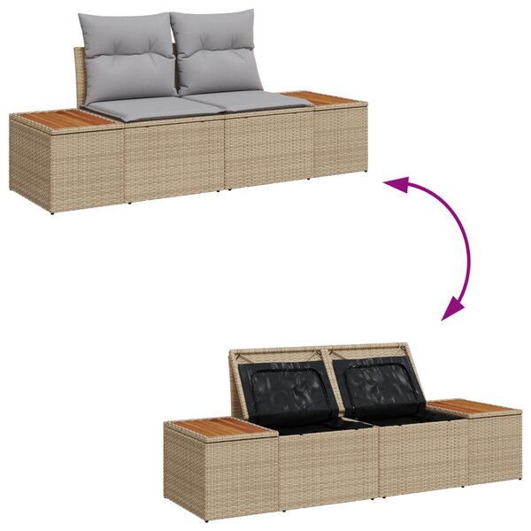 Kerti Kanapé Szett 6 pcs bézs és világosszürke Poli rattan
