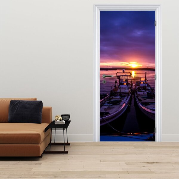 Fotótapéta ajtóra - Horgászcsónakok a kikötőben (95x205cm)