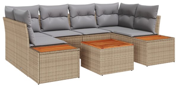 Kerti Kanapé Szett párnával tárolóval 6 pcs Bézs Poli rattan