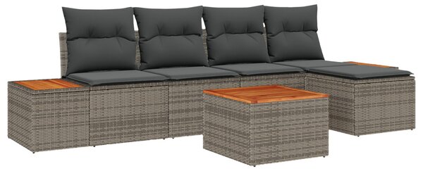 Kerti Kanapé Szett párnával tárolóval 6 pcs Szürke Polyrattan