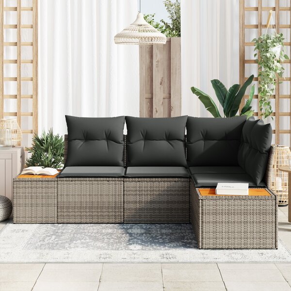 VidaXL Kerti Kanapé Szett párnával tárolóval 4 pcs Szürke Polyrattan