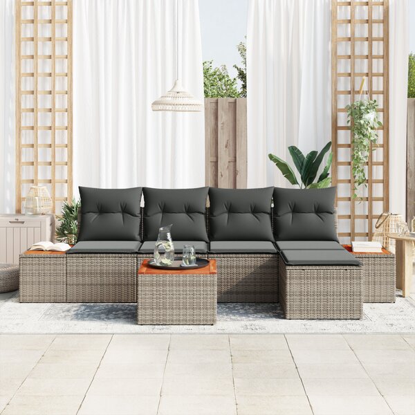 Kerti Kanapé Szett párnával tárolóval 6 pcs Szürke Polyrattan
