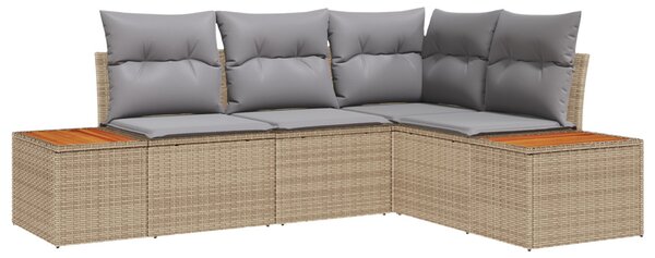 Kerti Kanapé Szett 4 pcs Beige és Világosszürke Polyrattan