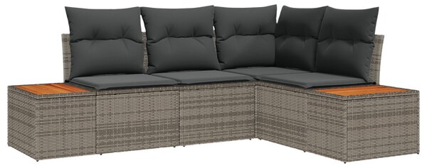VidaXL Kerti Kanapé Szett párnával tárolóval 4 pcs Szürke Polyrattan