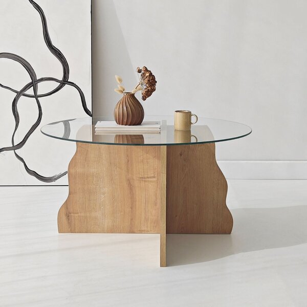 Hanah Home Dohányzóasztal Sapphire Oak Transparent Butterfly - Sapphire Oak, Transparent