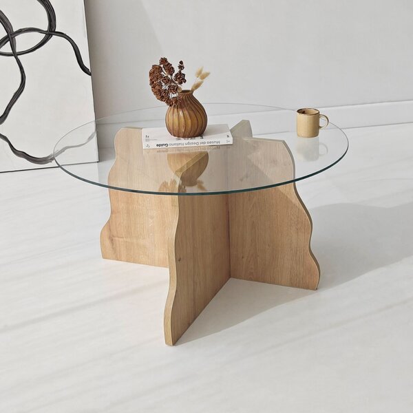 Hanah Home Dohányzóasztal Sapphire Oak Transparent Butterfly - Sapphire Oak, Transparent