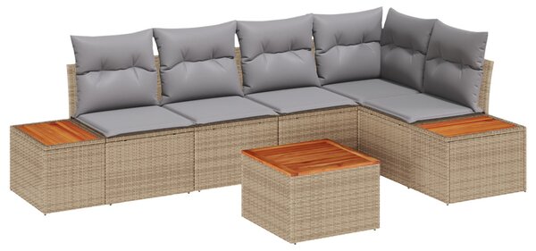 Kerti Kanapé Szett 6 pcs bézs és világosszürke Poli rattan