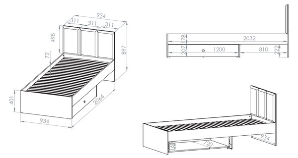 MEVEL gyerekágy 90x200 - homokszínű