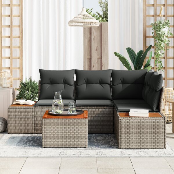 Kerti Kanapé Szett párnával tárolóval 4 pcs Szürke Polyrattan