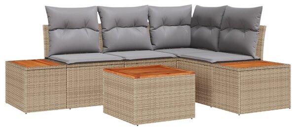 Kerti Kanapé Szett 4 pcs Beige és Világosszürke Polyrattan