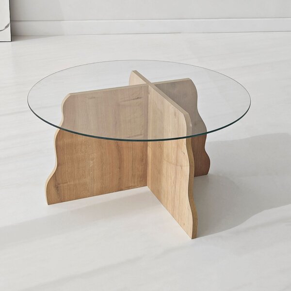 Hanah Home Dohányzóasztal Sapphire Oak Transparent Butterfly - Sapphire Oak, Transparent