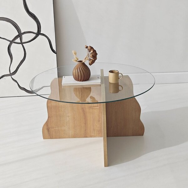 Hanah Home Dohányzóasztal Sapphire Oak Transparent Butterfly - Sapphire Oak, Transparent
