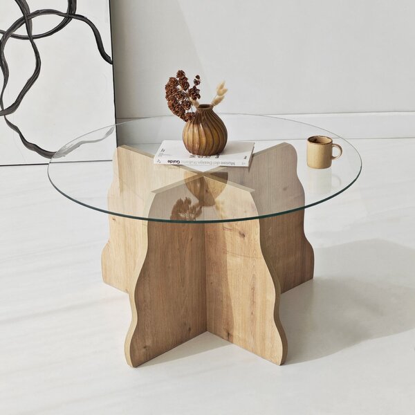 Hanah Home Dohányzóasztal Sapphire Oak Transparent Butterfly - Sapphire Oak, Transparent