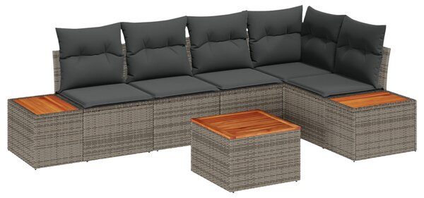 Kerti Kanapé Szett párnával tárolóval 6 pcs Szürke Poli rattan