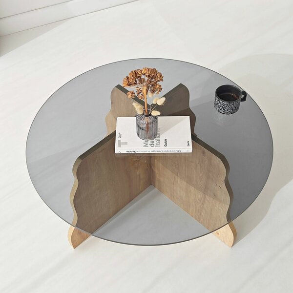 Hanah Home Sapphire Oak Fume Butterfly dohányzóasztal - Sapphire Oak, Fume