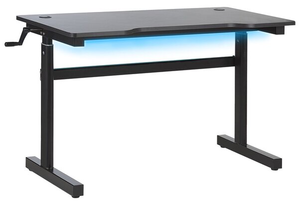 Manuálisan állítható gamer asztal DURBIN Fekete 120 cm 60 cm RGB LED