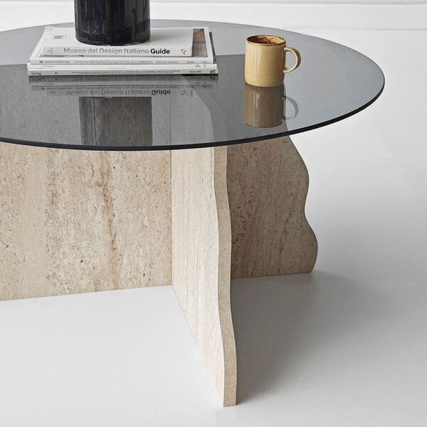 Hanah Home Dohányzóasztal Travertine Fume Butterfly - Travertin, Füst