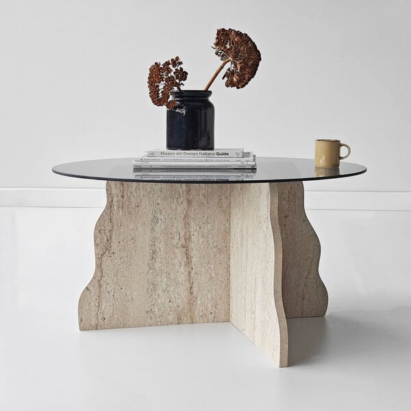 Hanah Home Dohányzóasztal Travertine Fume Butterfly - Travertin, Füst