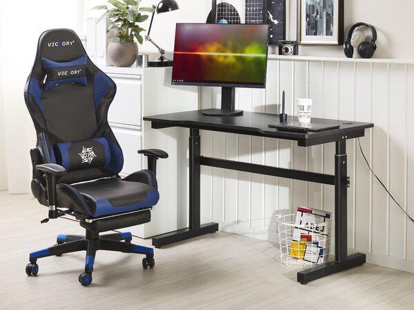 Manuálisan állítható gamer asztal DURBIN Fekete 120 cm 60 cm RGB LED