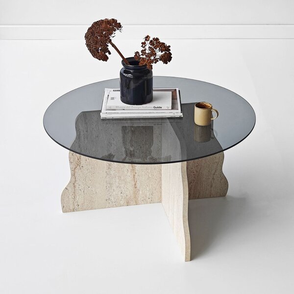 Hanah Home Dohányzóasztal Travertine Fume Butterfly - Travertin, Füst