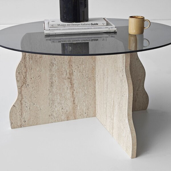 Hanah Home Dohányzóasztal Travertine Fume Butterfly - Travertin, Füst