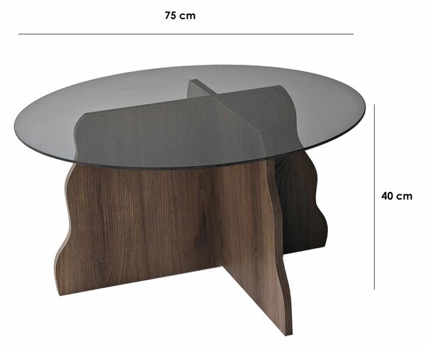 Hanah Home Dohányzóasztal Walnut Fume Butterfly - Dió, Füstös