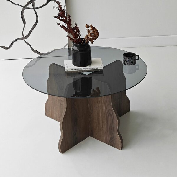 Hanah Home Dohányzóasztal Walnut Fume Butterfly - Dió, Füstös