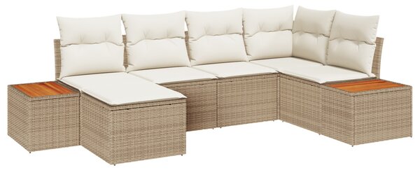Kerti Kanapé Szett párnával 7 pcs Beige és krém Polyrattan