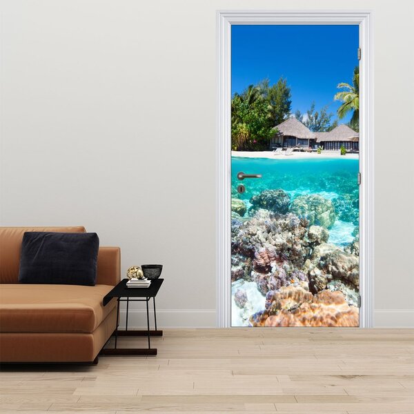 Fotótapéta ajtóra - Strand egy trópusi szigeten (95x205cm)