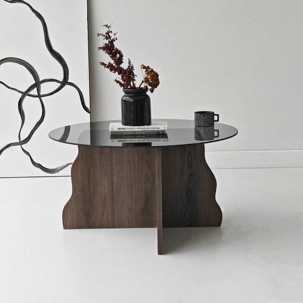 Hanah Home Dohányzóasztal Walnut Fume Butterfly - Dió, Füstös