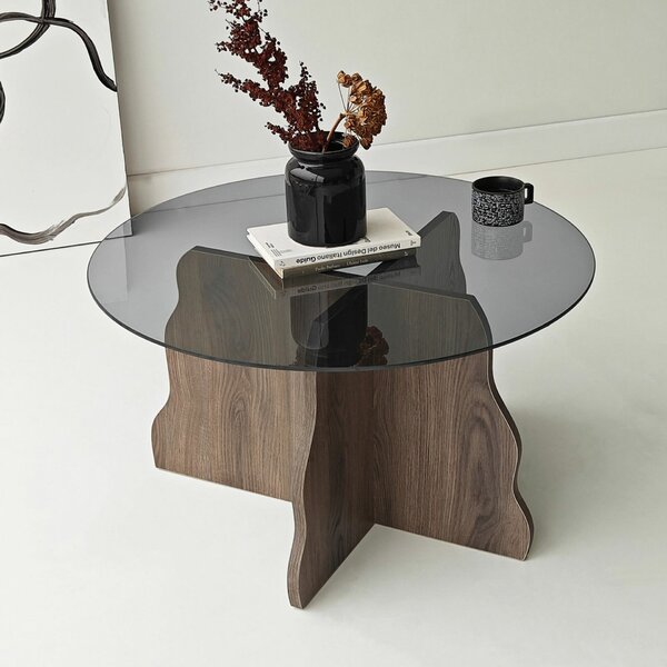 Hanah Home Dohányzóasztal Walnut Fume Butterfly - Dió, Füstös